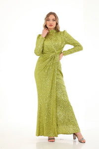 T&Y Shinny Dress Oil Green