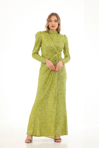 T&Y Shinny Dress Oil Green