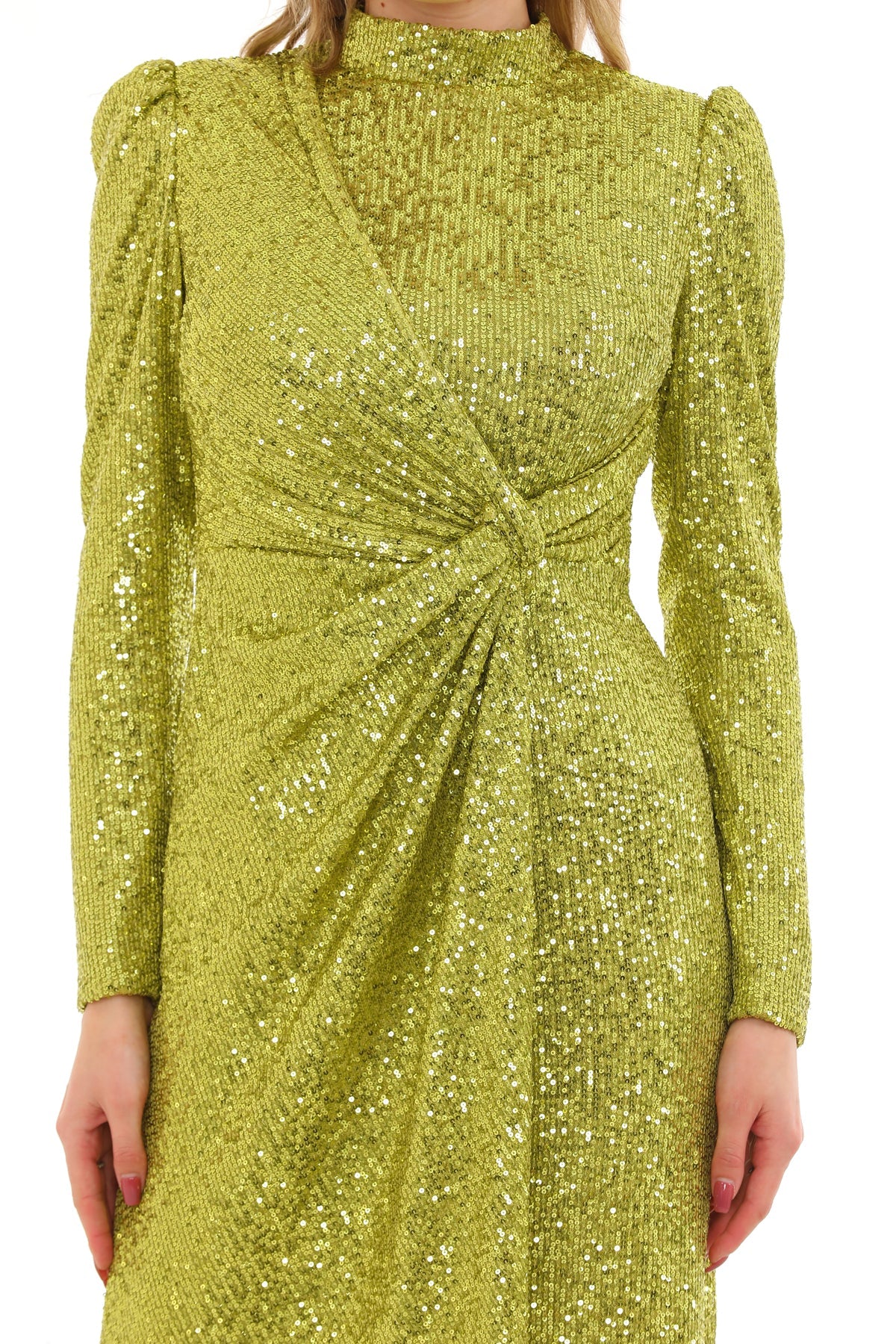 T&Y Shinny Dress Oil Green