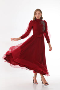 T&N Arya Dress Burgundy