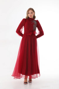 T&N Arya Dress Burgundy