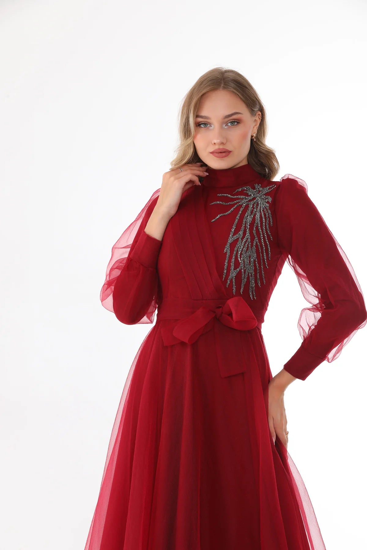 T&N Arya Dress Burgundy