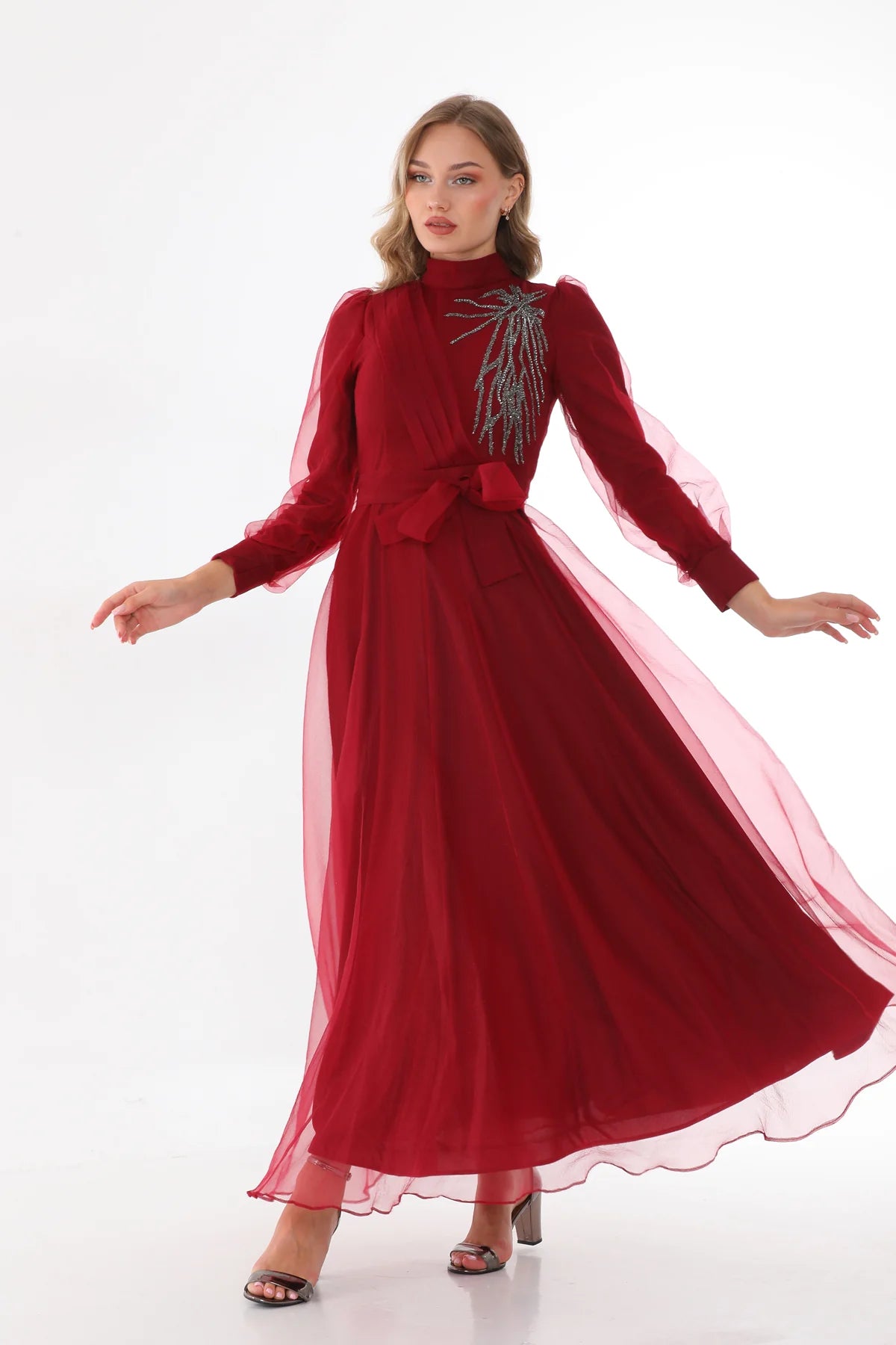 T&N Arya Dress Burgundy