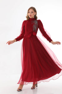 T&N Arya Dress Burgundy