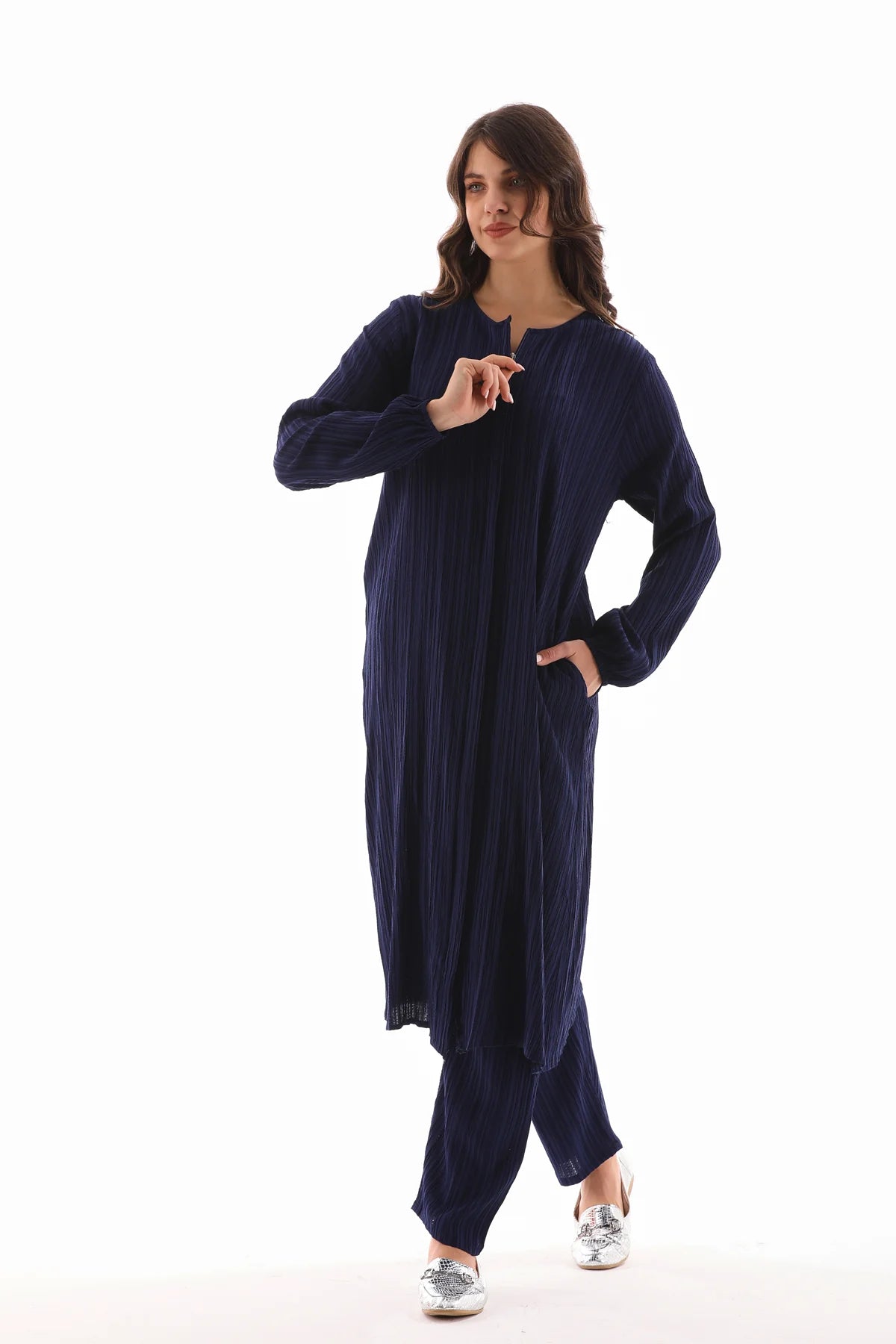 ECM Long Tunic Set Navy Blue