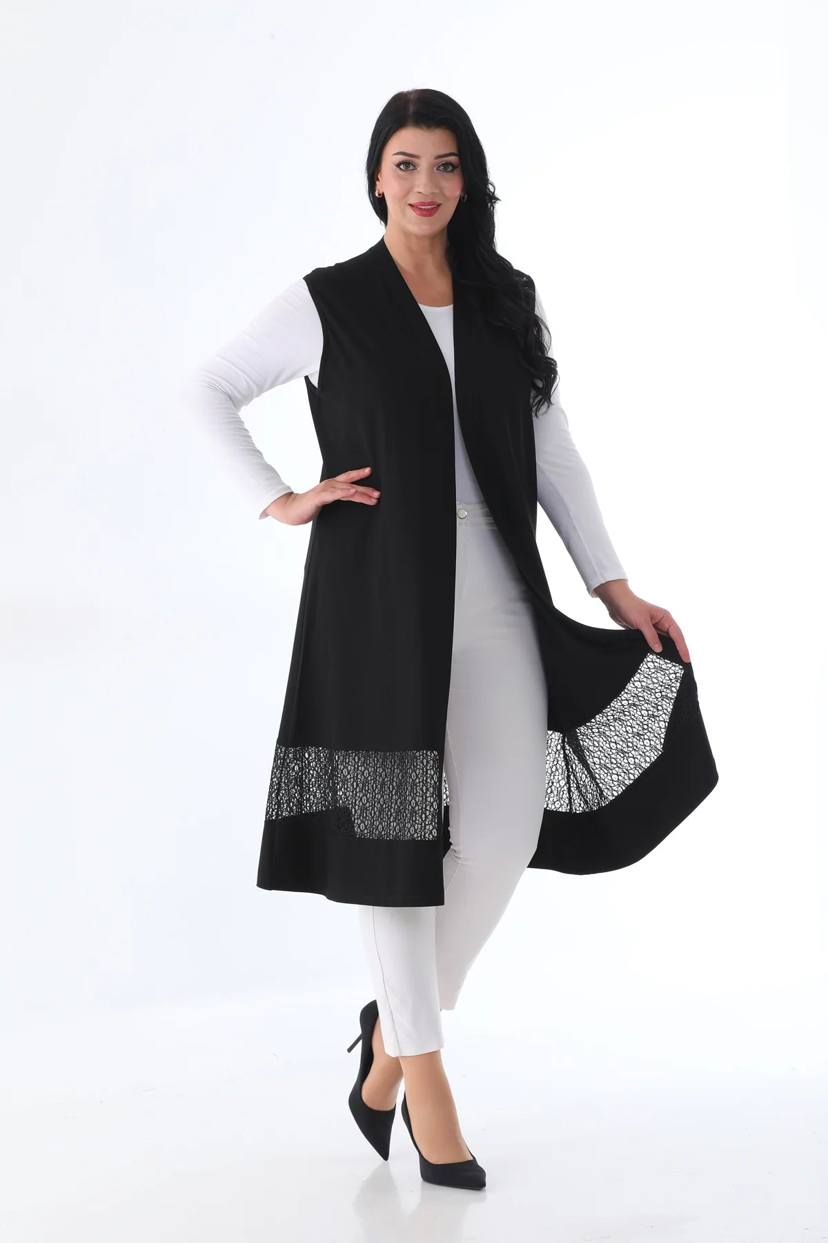 MSB Lace Detailed Vest Black