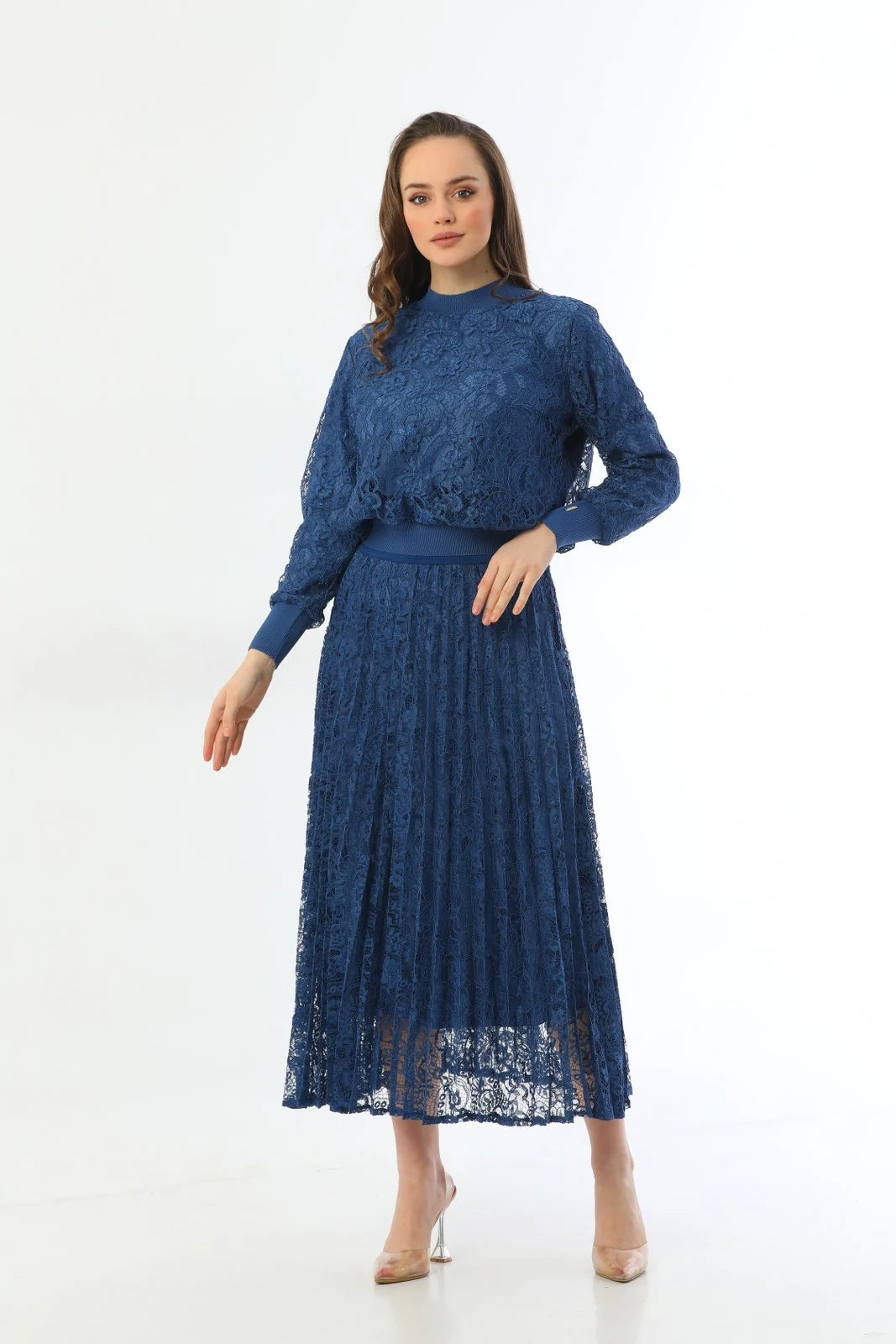 Invee Lace 2 Piece Skirt Set İndigo