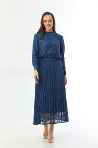 Invee Lace 2 Piece Skirt Set İndigo