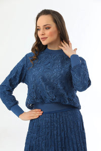 Invee Lace 2 Piece Skirt Set İndigo