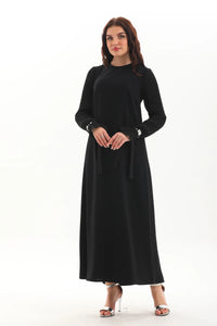 A&W Pleated Arm Dress Black