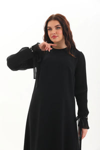 A&W Pleated Arm Dress Black