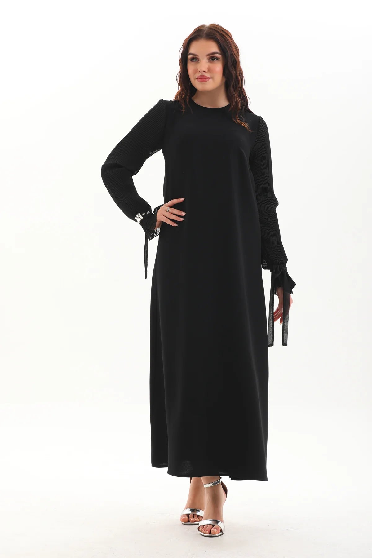 A&W Pleated Arm Dress Black