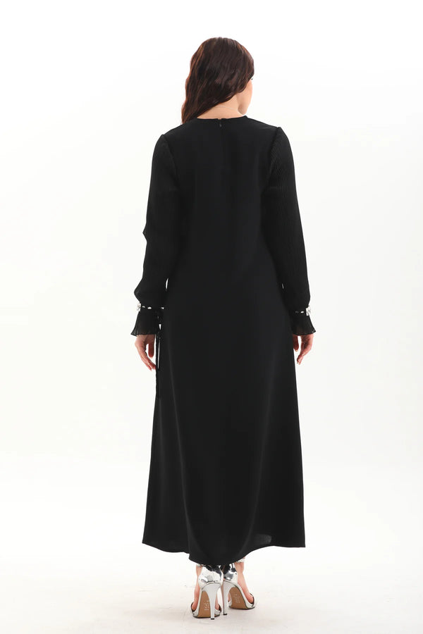 A&W Pleated Arm Dress Black