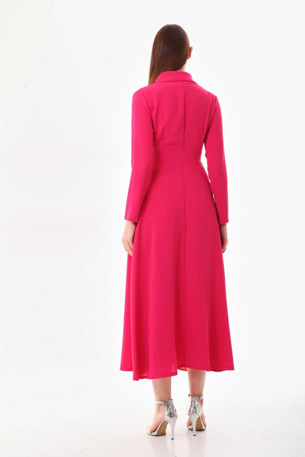 S&D Contoured Flowers Dress Fuchia