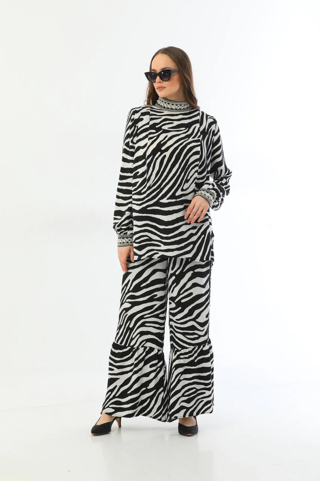 ZMS Zebra Blouse Black&White