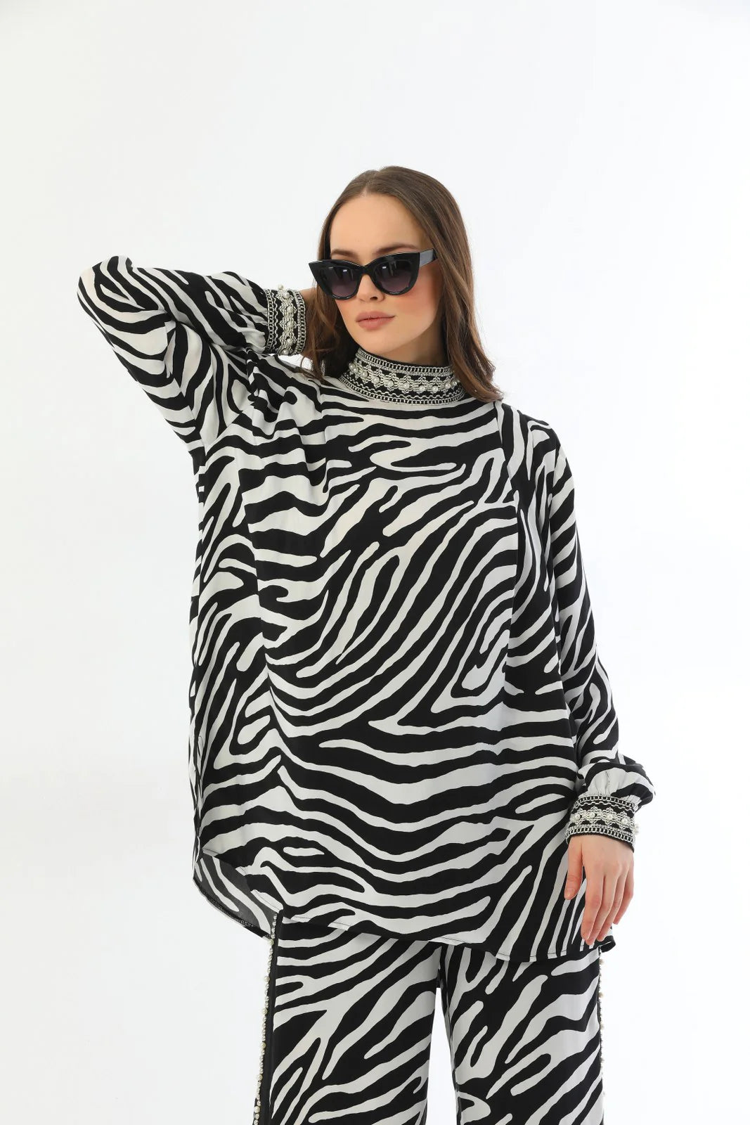 ZMS Zebra Blouse Black&White