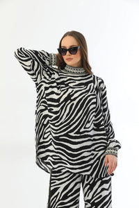 ZMS Zebra Blouse Black&White