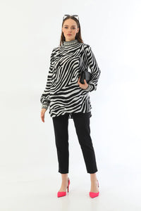ZMS Zebra Blouse Black&White