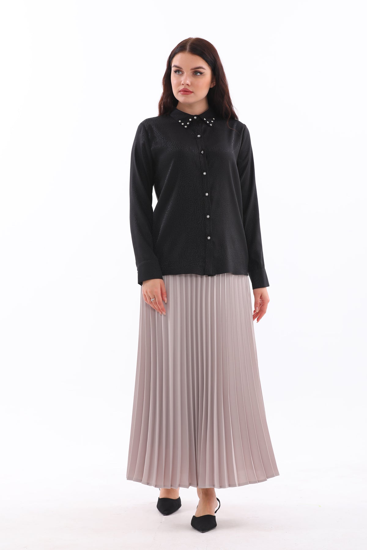 M&I Rhinestone Blouse Black