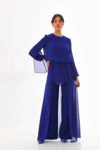 Q&P Chiffon Detailed Set Sax Blue