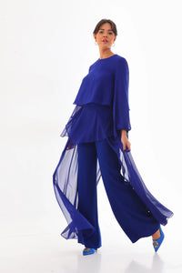 Q&P Chiffon Detailed Set Sax Blue