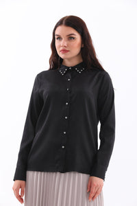 M&I Rhinestone Blouse Black