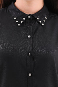 M&I Rhinestone Blouse Black