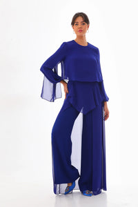Q&P Chiffon Detailed Set Sax Blue