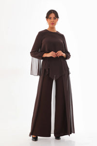 Q&P Chiffon Detailed Set Brown