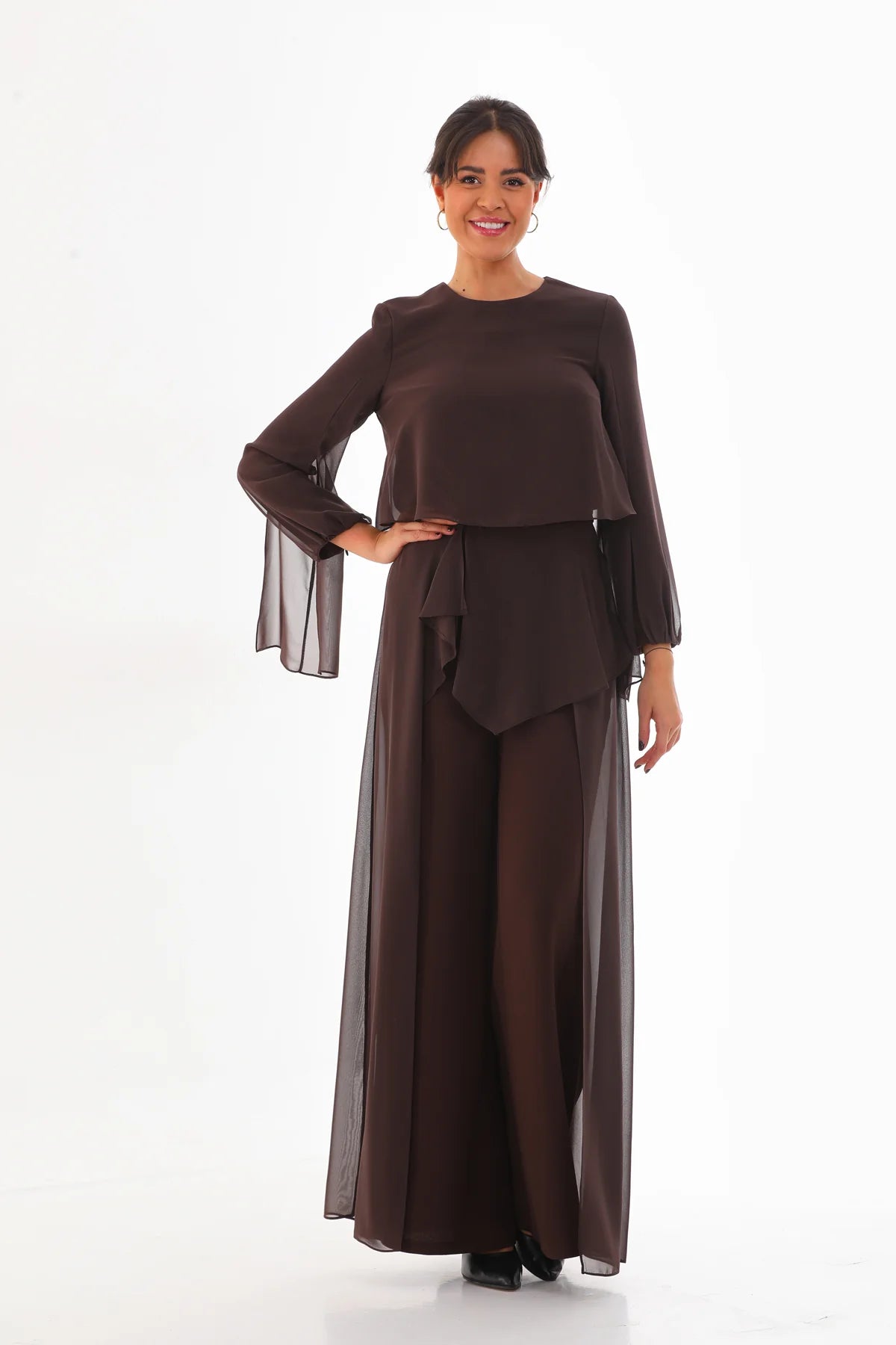 Q&P Chiffon Detailed Set Brown