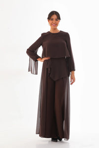 Q&P Chiffon Detailed Set Brown