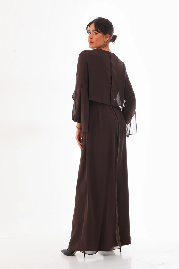 Q&P Chiffon Detailed Set Brown