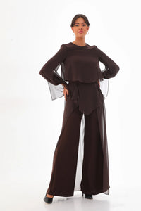 Q&P Chiffon Detailed Set Brown