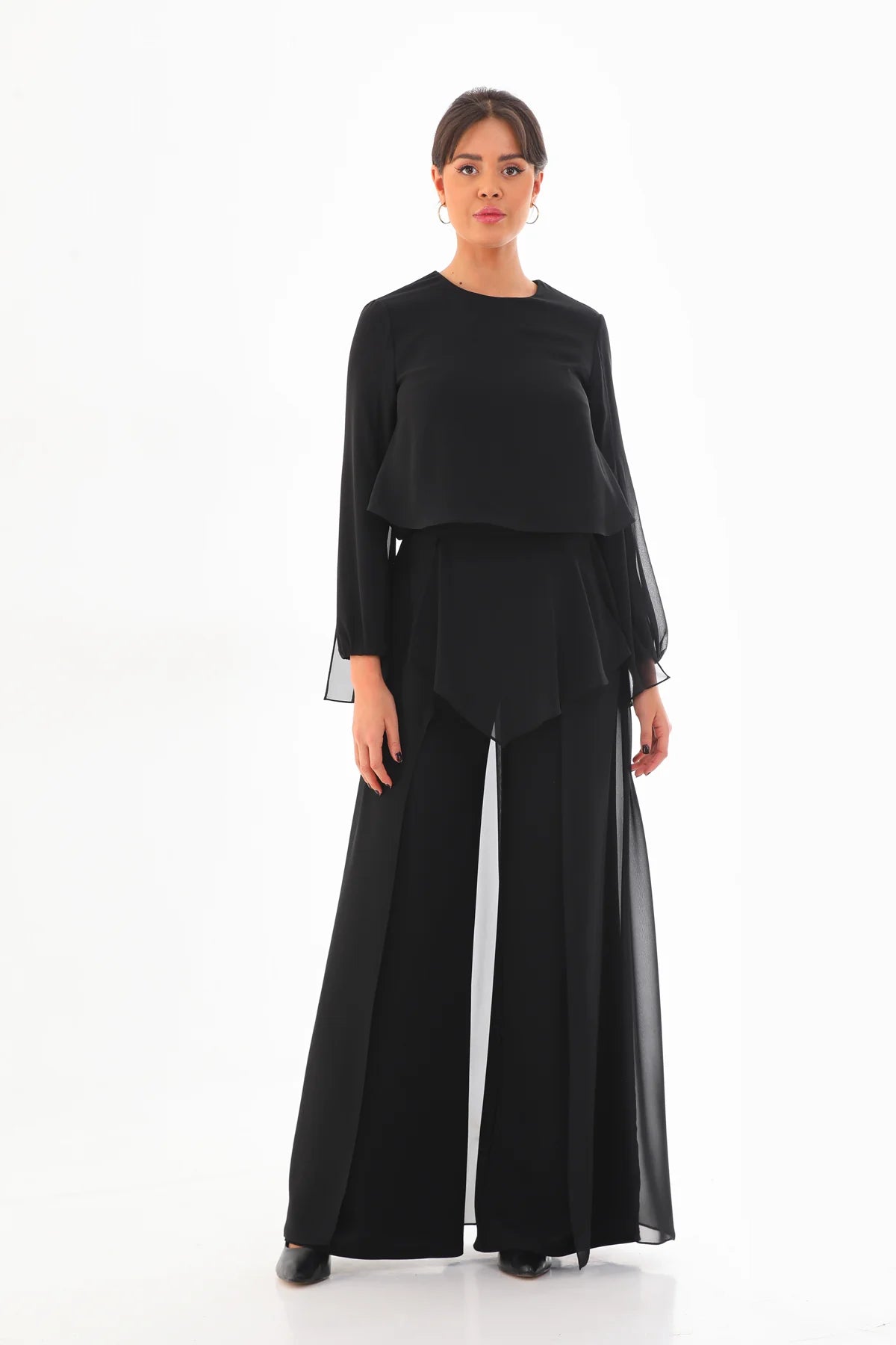 Q&P Chiffon Detailed Set Black