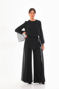 Q&P Chiffon Detailed Set Black