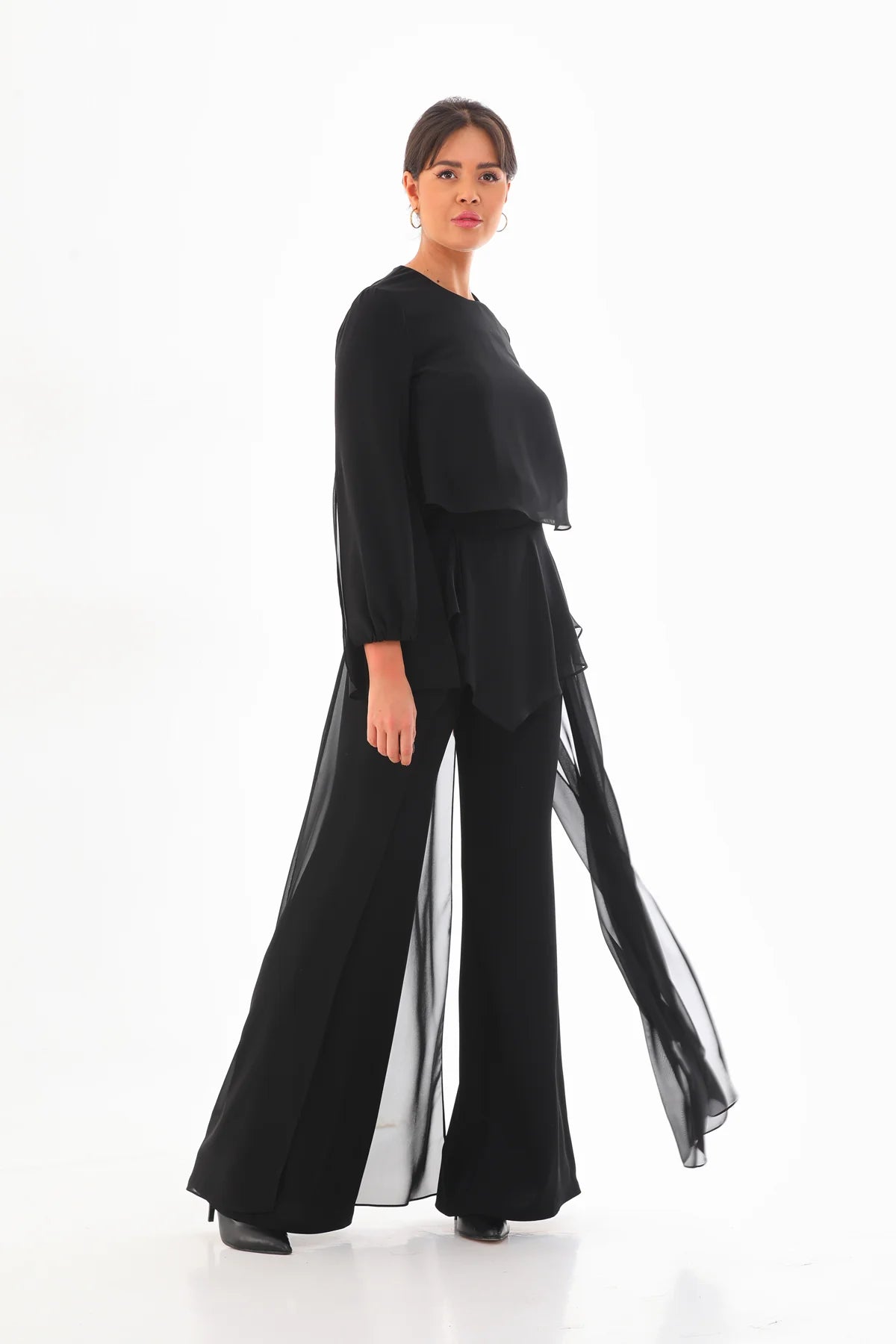 Q&P Chiffon Detailed Set Black