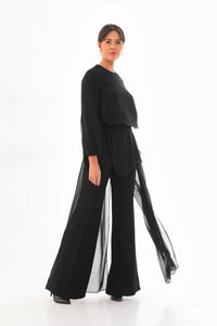 Q&P Chiffon Detailed Set Black