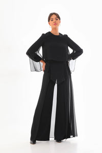 Q&P Chiffon Detailed Set Black