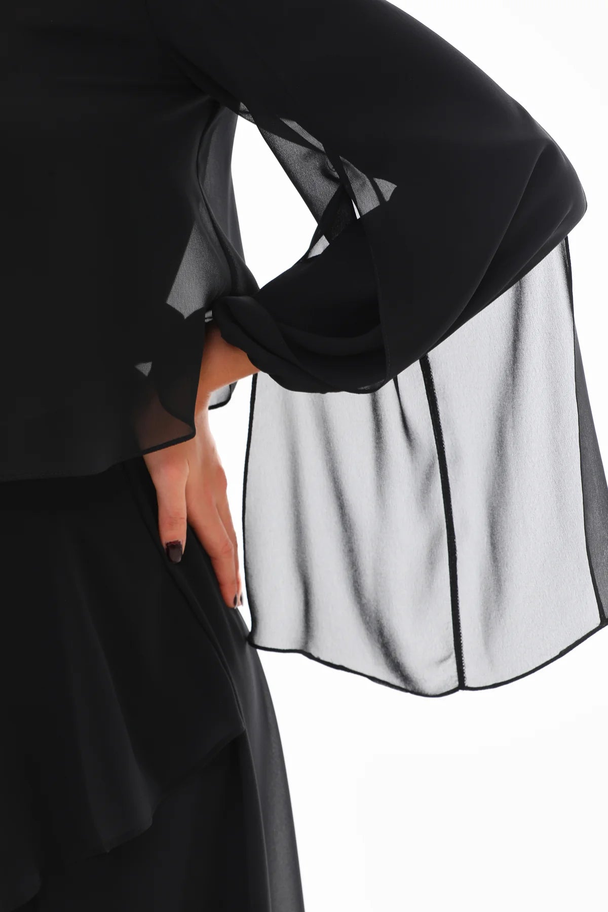 Q&P Chiffon Detailed Set Black