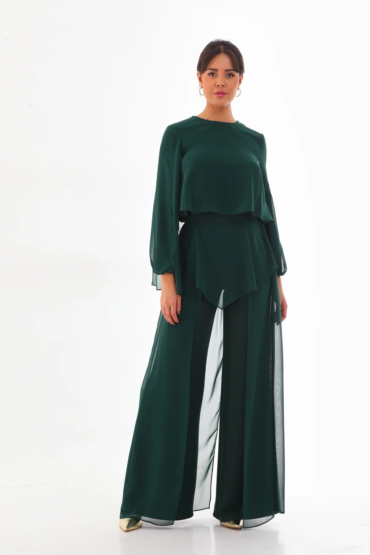 Q&P Chiffon Detailed Set Green