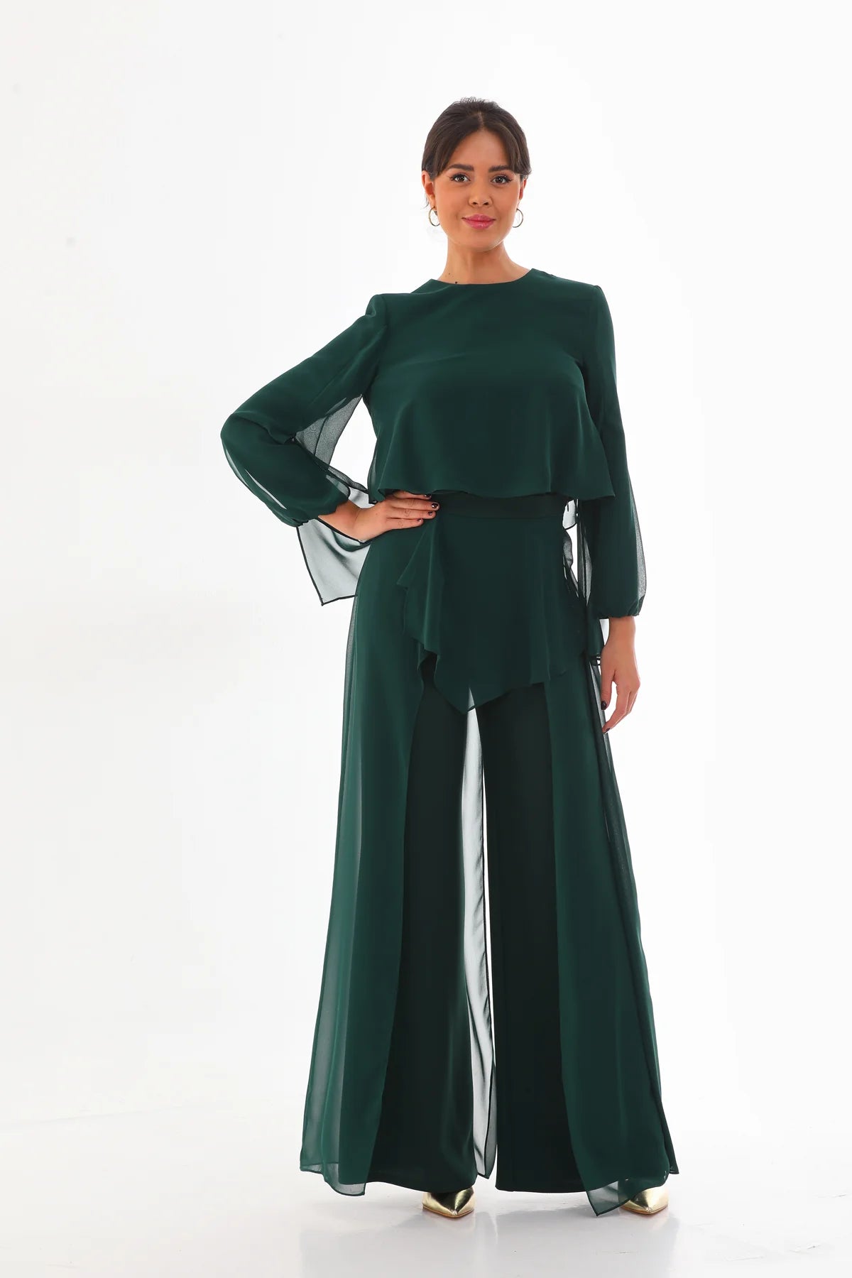 Q&P Chiffon Detailed Set Green