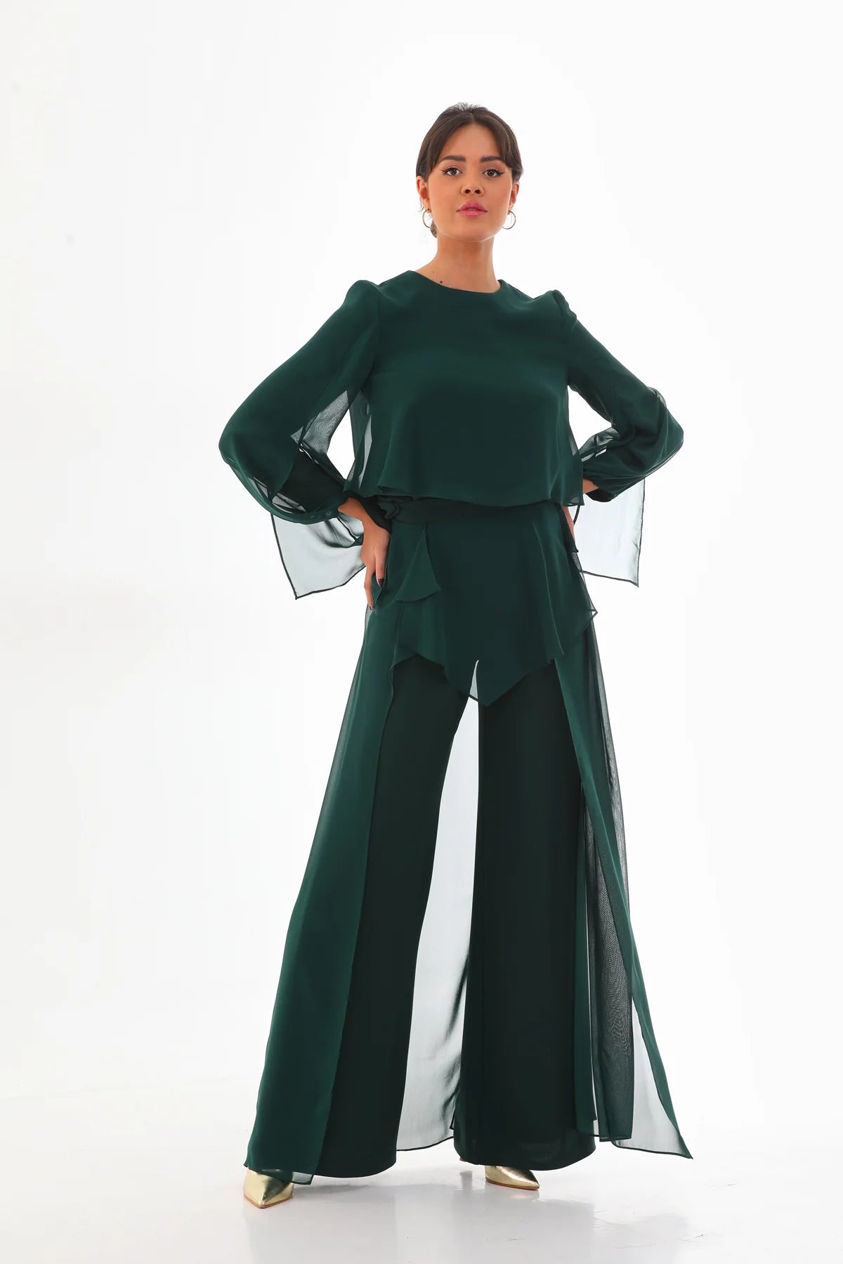 Q&P Chiffon Detailed Set Green