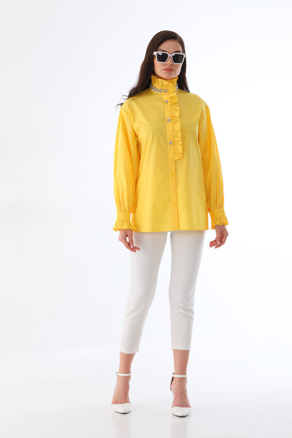 SRP Frilled&Rhinestone Shirt Yellow