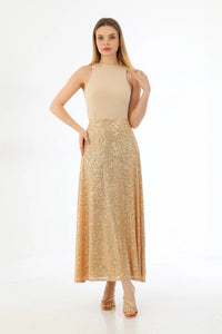 L&E Sequin Skirt Gold
