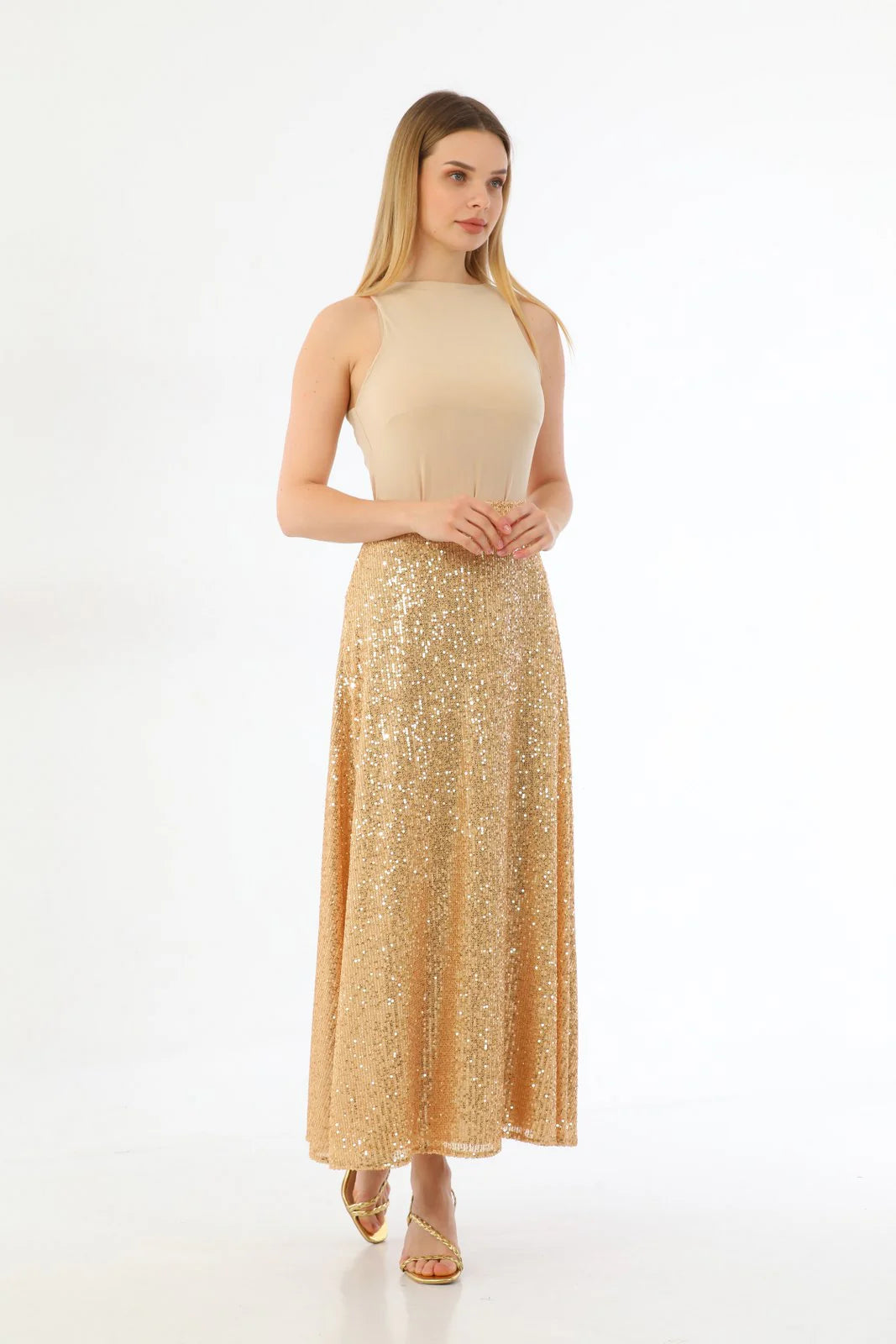L&E Sequin Skirt Gold
