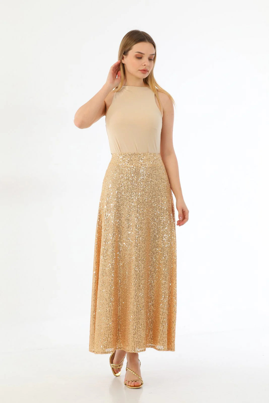 L&E Sequin Skirt Gold