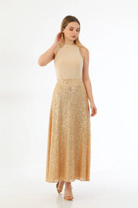 L&E Sequin Skirt Gold