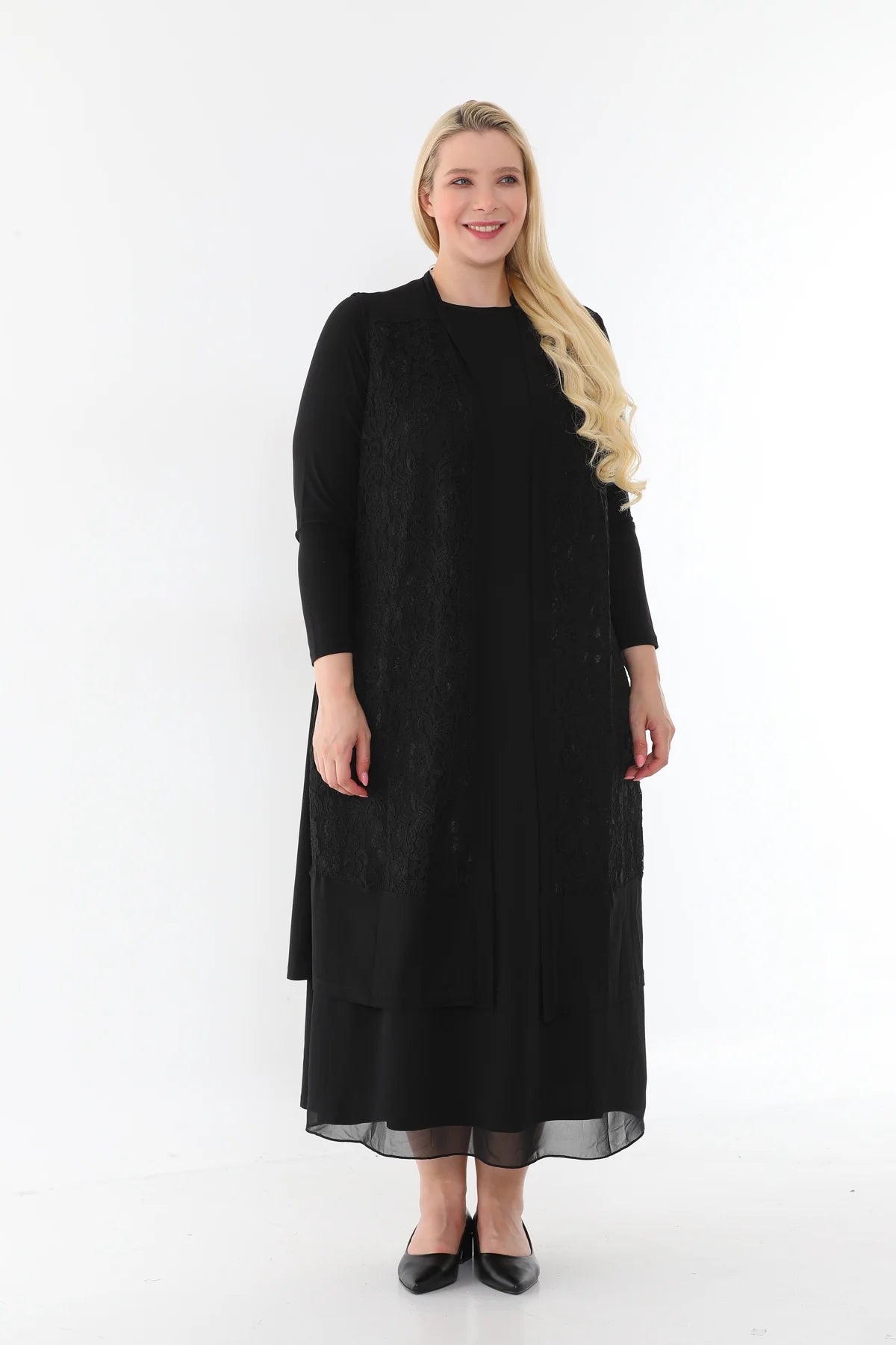 SR Lace Dtld Vest Black