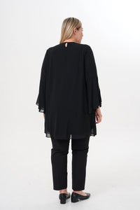 F&G Chiffon Beaded Tunic Black