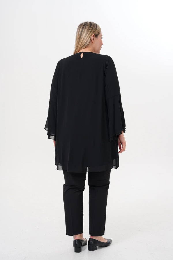 F&G Chiffon Beaded Tunic Black